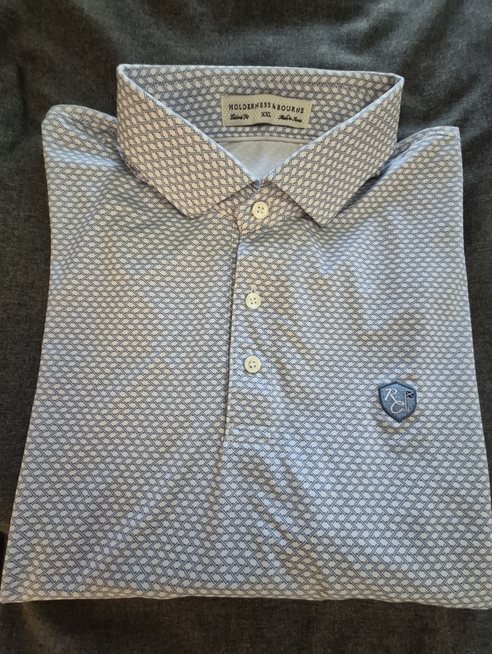 Holderness & Bourne The Renaissance Club Scotland Blue & White Golf Polo - XXL